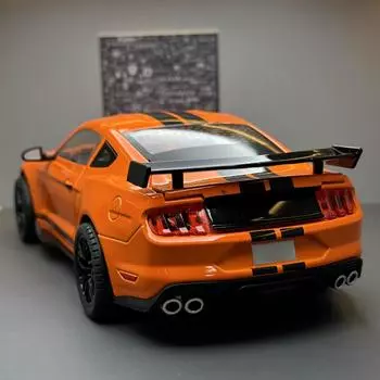 Большой 1:18 Ford Mustang GT500 миниатюры литой металлический автомобиль модель коллекционные игрушки звук свет автомобиль подарки для детей мальчиков чёрный