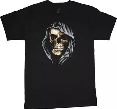 Большой и высокий череп с капюшоном и дизайном King Clothing, готическая футболка унисекс S