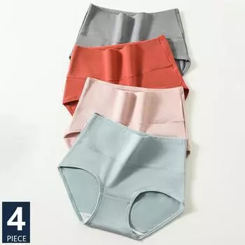 Большой размер M-5XL, 4 шт., трусики с высокой талией, женское хлопковое нижнее белье, бесшовные трусы с принтом, женское нижнее белье M