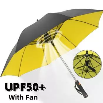 Большой зонтик-веер UPF50+ с защитой от УФ-излучения, водонепроницаемый, с длинной ручкой, защита от УФ-излучения, пляжный зонт для гольфа