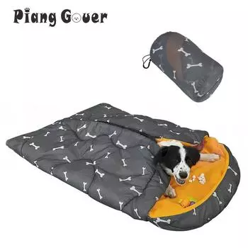 Bone Pattern Dog Bed Outdoor Sleeping Bag Cat Pad Camping Pet Mat Travel Cushion Supplies