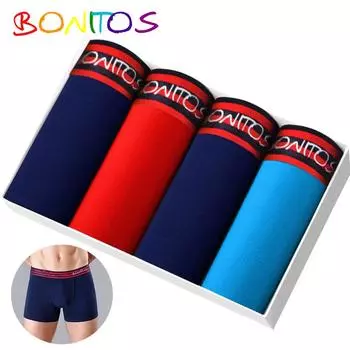 BONITOS 4 шт. боксеры с принтом для мужчин, хлопковые мужские трусы, комплект сексуального мужского нижнего белья M