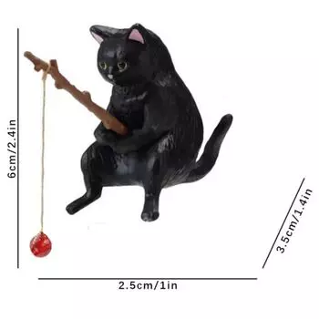 Bonsai Plant Pot Fish Tank Ornaments Kitten Fishing Ornament Cat Statue Miniature Figurines 7