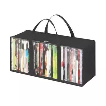 Book Storage Bag with Handle Zipper Closure Large Capacity Transparent Clear Window Book Organizer Tote Bag чёрный