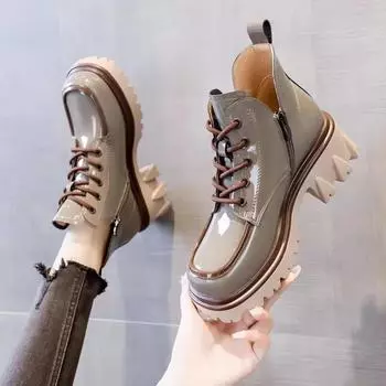 Booties Heeled Very High Heels Female Short Shoes Lace-up Round Toe With Laces Spring 2024 Quality Y2k Hot Women s Ankle Boots 35
