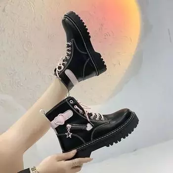 Booties Lace-up Female Short Shoes Elegant With Medium Heels Round Toe Laces Women s Ankle Boots Trend 2024 High Quality Hot Pu 35