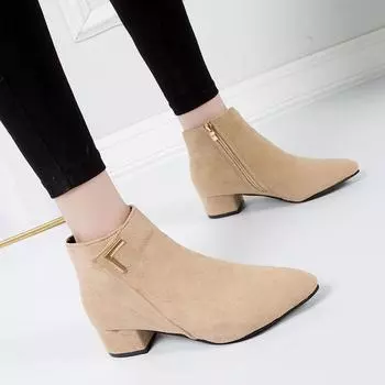 Booties Pointed Toe Suede Woman Short Shoes Sexy Ankle Boots for Women Winter 2024 New in Trend Comfortable and Elegant Goth Hot 35