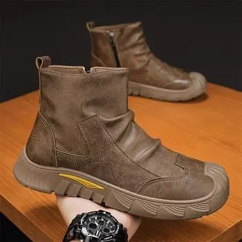 Boots Men Shoes Casual Shoes Classics Ankle Boots High Slip on Office Ventilate Versatile Motorcycle Boots Men Casual Sneakers 39 хаки