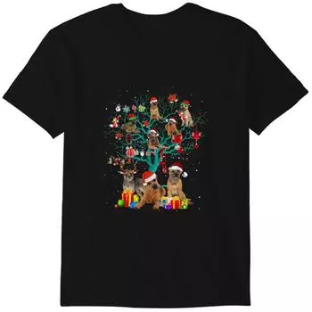 Border Terrier Santa Christmas Dog Tree Lights Pajamas Funny T-Shirt Classic T-shirt 2XL