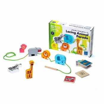 Bornelund Beleduk Fun Learning String для детей возрастом около 2 лет BE92251 (Беледук) «Парад животных» Синий, желтый, розовый и т. д.