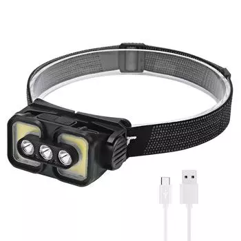 BORUiT LED Headlamp Sensor 18650 Type-C аккумуляторный налобный фонарь с 5 режимами освещения водонепроницаемый фонарь для кемпинга рыболовный фонарь COB
