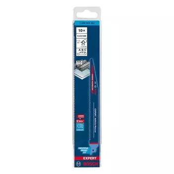 Bosch Professional 10x EXPERT S 1157 CHM полотно для сабельной пилы общая длина 225 сабельная пила Vehicle Rescue (толстый металл, стекло, мм, аксессуары)
