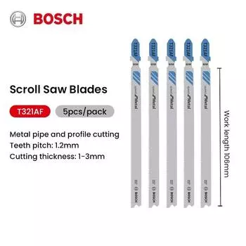Bosch T321AF Металлорежущий лобзик, 5 шт., быстрые режущие лезвия для металлических пластин, деревообрабатывающая резка