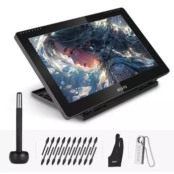 BOSTO 16HD 15,6-дюймовый IPS графический планшет для рисования, монитор с высоким разрешением 1920*1080, 16K 0 чёрный