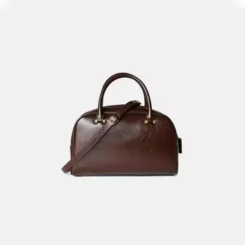 Boston Bag Сумка для боулинга из натуральной кожи Женская корейская сумка из коровьей кожи Сумка через плечо Сумка через плечо One Size чёрный