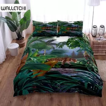 Botanical Riches Panther Duvet Cover Set UK Single Double Queen King US Twin Full King Size Комплект постельного белья EU single(135x200cm)