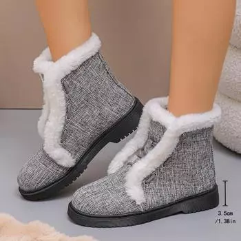 Botas de nieve de felpa, botas planas непроницаемые, кальенты, антидеслизанты, повседневные ботинки, ботинки на платформе invierno 36 чёрный