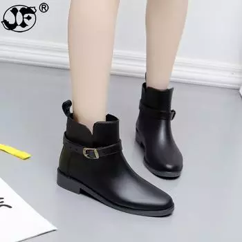 Ботильоны Bowtie Ankle Rain Boots Women Flat Healing Healing Boots Waterproof PVC Woman Wellies Ghn 5 чёрный