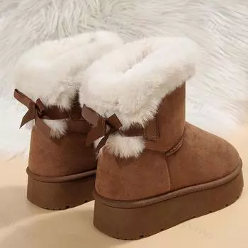 Ботильоны на плоской подошве, женские зимние ботинки из замши и плюша, теплая повседневная обувь, зимняя новая толстая модная обувь 2024 года, женские ботинки «Челси» 36 чёрный