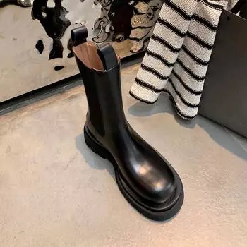 Ботинки British Martin женские ботинки Chelsea ботинки Smoke Boots универсальные ботинки с круглым носком средней высоты на толстой подошве 35