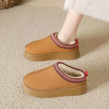Ботинки Chelsea Ankle Snow Boots Women Winter New Brand Fur Short Plush Теплые балетки Тапочки Хлопковая обувь Шлепанцы Кашемировые теплые сапоги 36 чёрный