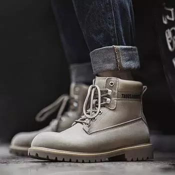 Ботинки Maden Casual Desert Grey, рабочие ботинки средней длины на толстой подошве для мужчин, универсальные теплые кожаные ботинки для осени и зимы 38 серый