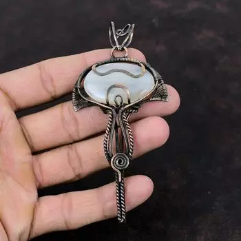 Botswana Agate Pendant Copper Wire Wrapped Gemstone Jewelry Handmade Latest Design Pendant Copper Wire Wrap Pendant Anniversary Gift For Mom
