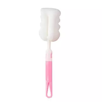 Bottle Brush Sponge Cup Brush Detachable Brush Head Long Handle Water Bottle Cleaner Brush for Baby розовый
