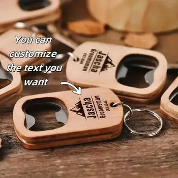 Bottle Opener Key Chains Rings Creative Holder Bar Wood Red Wine Alloy Beer Pendants Portable Gift Accessories