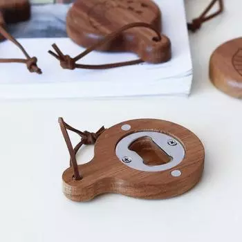 Bottle Opener Magnetic Cartoon Pattern Manual Wooden Hanging Hole Refrigerator Paste Beer Opener Kitchen Gadgets C