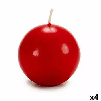 Bougie Rouge Cire (7,5 x 7,5 x 7,5 cm) (4 Units)