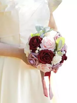 Bouquet for Bridal Artificial Wedding Bridesmaid Flower Bouquet Wedding Flowers Bridal Flower Bouquets Fake Flowers Bouquet Bride Holding Bouquet фиолетовый