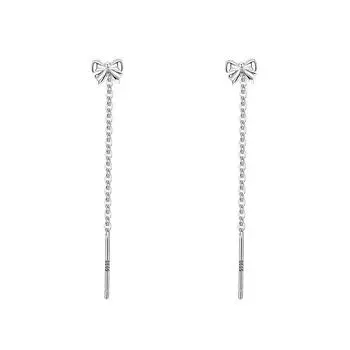 Bow Earlines and Temperament Long Earrings for Girls Heart Earrings Nourish Ear Piercings Without Taking Them When Sleeping