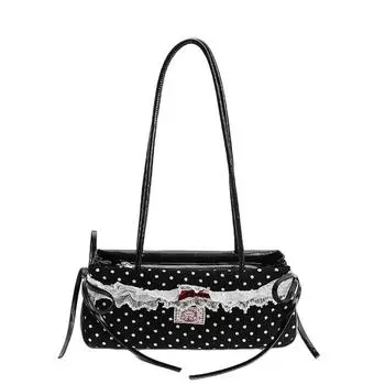 Bow French Stick Handbag Sweet PU Shoulder Bag All-match Polka Dot Underarm Bags Girls