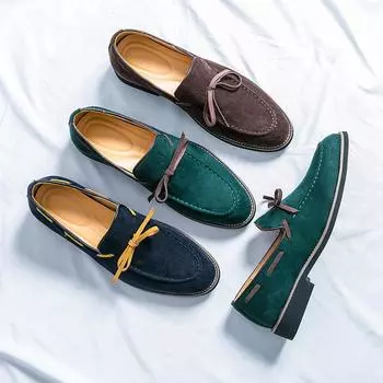 Bow Riband New Tassel Party Loafers for Men Brown Casual Driving Shoes Blue Dress Shoes Fashion Ink Green Moccasins Plus Size 46 38 синий