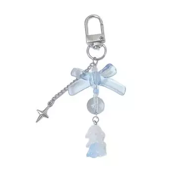 Bowknot Flower Bead Charm Keychains Sweet Cute Pendant Hanging Ornament Keyring Backpack Decoration for Women Girls