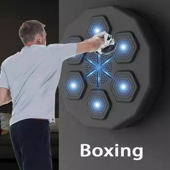 Боксерский тренажер в перчатках Bluetooth Connected Умная музыкальная настенная мишень Мешок с песком Тренировка реакции на ловкость Для бокса Спорт Расслабляющий white 43x43x8.5cm