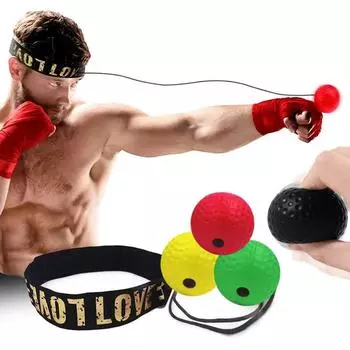 Boxing Reflex Ball Multiple Difficulty Levels Boxing Ball with Headband Perfect for Reaction Agility Punching Speed Fight Skill жёлтый
