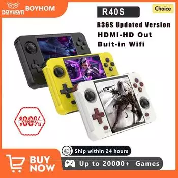 BOYHOM R40S ретро портативная игровая консоль Linux система 720*720 4-дюймовый Ips экран WIFI RK3566 портативный карманный видеоплеер