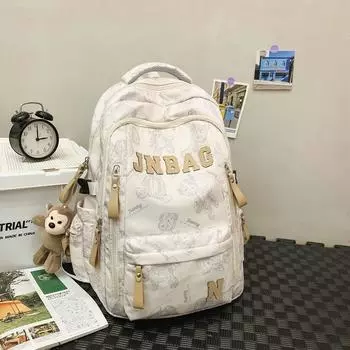 Boys High School Students Large Capacity Good-looking Backpack Strong and Durable Trendy Junior High School Students Oversized Minimalist Style WHITE_Packs