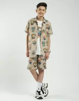 Boys Regular Fit Printed Co-ord Set | Half Sleeve Shirt with Shorts | Casual Co-ord Set for Boys 4-5 YR