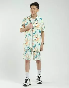Boys Regular Fit Printed Co-ord Set | Half Sleeve Shirt with Shorts | Casual Co-ord Set for Boys 4-5 YR