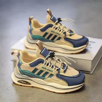 Boys sports shoes 2025 spring and summer new breathable dad shoes mesh shoes non-slip running casual single shoes basketball 30