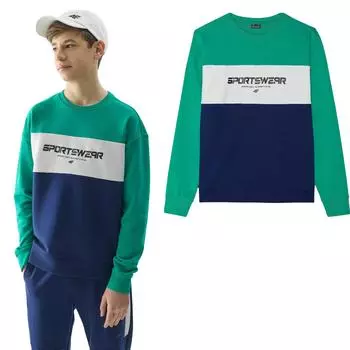 Boys sports sweatshirt 4F M0923-41S hoodless green size 134