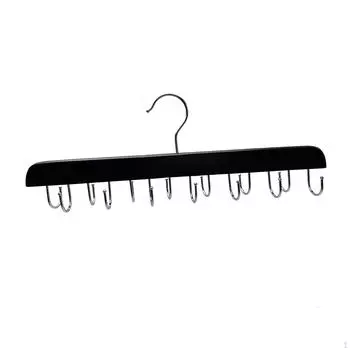 Bra And Tank Top Storage Solution with Swivel Hooks Black 14 Hook