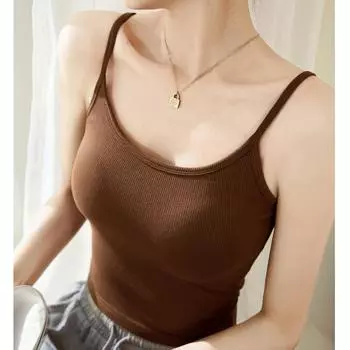 Bra In One Halter Vest Female Summer Belt Chest Pad New Style Inside The Fold Thickens To Show Big Chest Outside Wear Top S