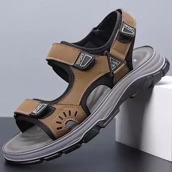 Brand Men s Sandals Genuine Men Slipper Gladiator Men Beach Sandals Soft Comfortable Outdoors Wading Sneaker Men Summer Sandals 38 чёрный