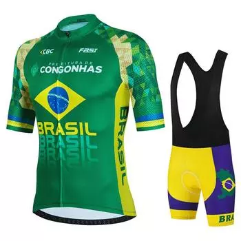 Brasil Team Summer Team Cycling Jersey Set Ciclismo Clothing MTB Bike Clothes Uniform Maillot Ropa Ciclismo Bicycle Suit Hombre XXS