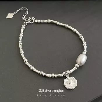 «Браслет Banyan Tree S925 Silver Bamboo Heart Pearl — ювелирные изделия ручной работы в корейском стиле Ins» BRS2944 model серебряный