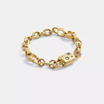 Браслет-цепочка Coach Stone Pad Lock Co138 Gd Mc Gold Multi Color